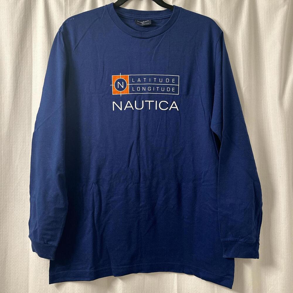 Nautica Men's Blue and Navy Tshirt